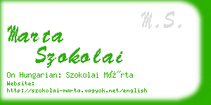 marta szokolai business card